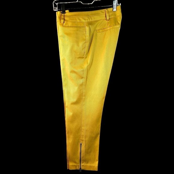 7th Ave Suiting Zip Ankle Pants Womens 4 Mid Rise Yellow Stretch Cotton Twill - Picture 3 of 8
